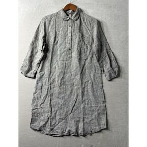 nuthatch Linen Tunic Shirt Dress Grey Button Up Collared Long Sleeve Medium